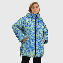Куртка зимняя женская Текстура абстракция лёд синий, цвет: 3D-черный — фото 2