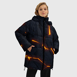 Куртка зимняя женская Неоновые плиты в разломе, цвет: 3D-черный — фото 2
