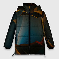 Куртка зимняя женская Абстрактные золотые механизмы, цвет: 3D-светло-серый