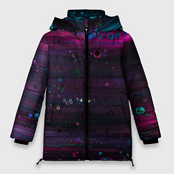 Куртка зимняя женская Фиолетовые абстрактные волны и камни, цвет: 3D-красный