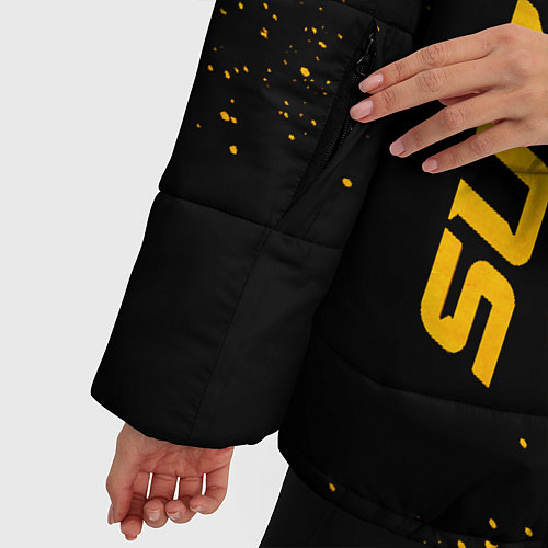 Женская зимняя куртка Suzuki - gold gradient: надпись, символ / 3D-Черный – фото 5