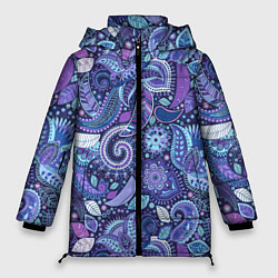 Куртка зимняя женская Индийский орнамент - Пейсли, цвет: 3D-черный