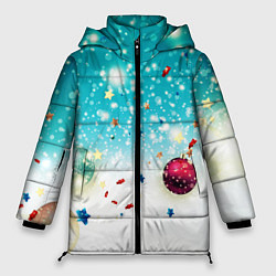 Куртка зимняя женская Шарики новогодние, цвет: 3D-черный