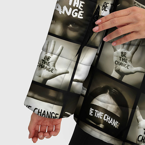 Женская зимняя куртка TFK Be the change - Remixes / 3D-Черный – фото 5