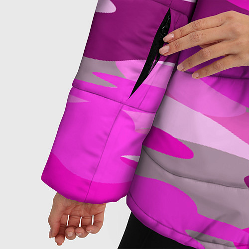Женская зимняя куртка Абстракция милитари ярко розовый / 3D-Черный – фото 5
