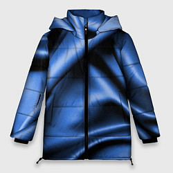 Куртка зимняя женская Складки гладкой синей ткани, цвет: 3D-черный