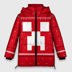 Куртка зимняя женская Новогодний крипер - Майнкрафт, цвет: 3D-светло-серый