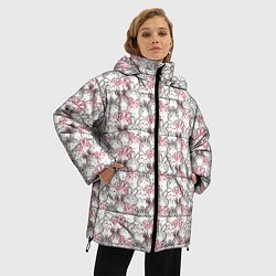 Куртка зимняя женская Маленький зайчики паттерн, цвет: 3D-светло-серый — фото 2