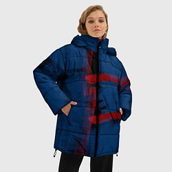 Куртка зимняя женская Абстрактный сине-красный, цвет: 3D-черный — фото 2