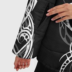Куртка зимняя женская Татуировки на карбоне по всему телу, цвет: 3D-черный — фото 2