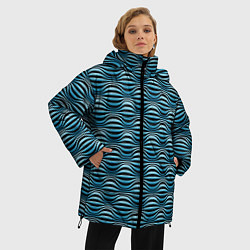 Куртка зимняя женская Объёмные полосы - оптическая иллюзия, цвет: 3D-черный — фото 2