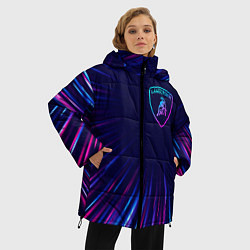 Куртка зимняя женская Lamborghini neon speed lines, цвет: 3D-черный — фото 2