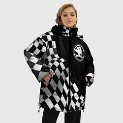 Куртка зимняя женская Skoda racing flag, цвет: 3D-черный — фото 2