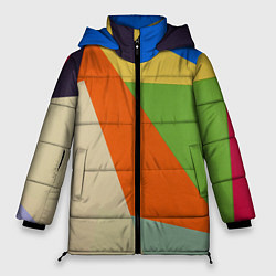 Куртка зимняя женская Геометрические разноцветные фигyры, цвет: 3D-красный