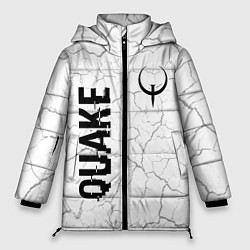 Куртка зимняя женская Quake glitch на светлом фоне: надпись, символ, цвет: 3D-черный