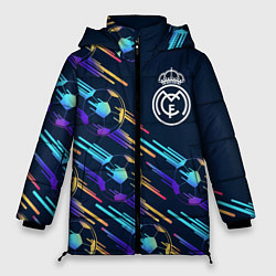 Куртка зимняя женская Real Madrid градиентные мячи, цвет: 3D-черный