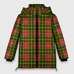 Женская зимняя куртка Ткань Шотландка красно-зелёная