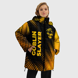 Куртка зимняя женская Goblin Slayer - gold gradient: надпись, символ, цвет: 3D-черный — фото 2