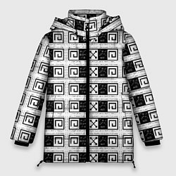Куртка зимняя женская Signs hieroglyphs, цвет: 3D-черный