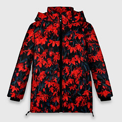 Куртка зимняя женская Красные бегонии, цвет: 3D-красный