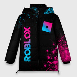 Куртка зимняя женская Roblox - neon gradient: надпись, символ, цвет: 3D-черный