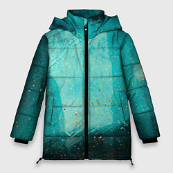 Женская зимняя куртка Сине-зелёный туман и мазки красок