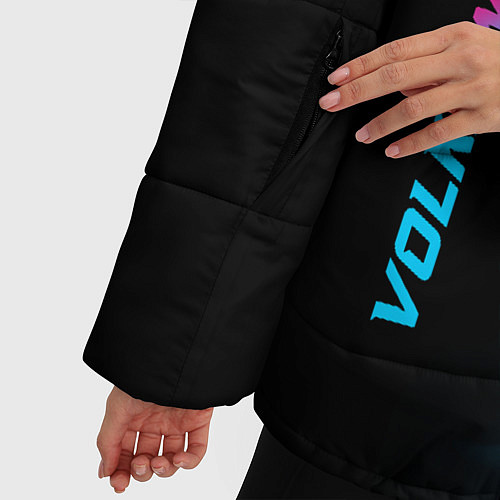 Женская зимняя куртка Volkswagen - neon gradient: надпись, символ / 3D-Черный – фото 5