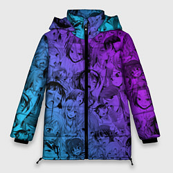 Куртка зимняя женская Ахегао красивый неон, цвет: 3D-светло-серый