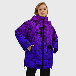 Куртка зимняя женская Ахегао яркий градиент, цвет: 3D-черный — фото 2