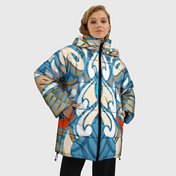 Куртка зимняя женская Нежные восточные узоры, цвет: 3D-красный — фото 2