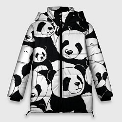 Куртка зимняя женская С пандами паттерн, цвет: 3D-черный