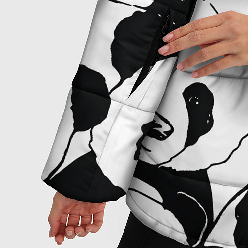 Женская зимняя куртка С пандами паттерн / 3D-Черный – фото 5