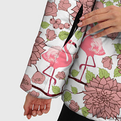 Куртка зимняя женская Фламинго и лотосы, цвет: 3D-светло-серый — фото 2