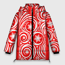 Куртка зимняя женская Новогодний зимний узор, цвет: 3D-черный