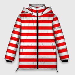 Куртка зимняя женская Красный полосатый новогодний леденец, цвет: 3D-черный