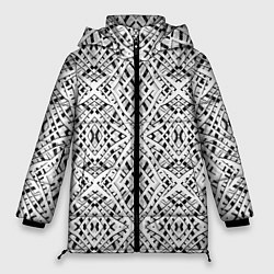 Женская зимняя куртка Геометрический узор в серо белых тонах