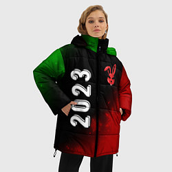 Куртка зимняя женская 2023 Кролик суровый: надпись, символ, цвет: 3D-черный — фото 2