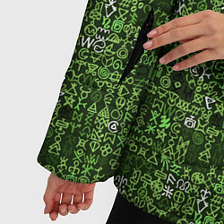 Куртка зимняя женская Милитари иероглифы, цвет: 3D-черный — фото 2