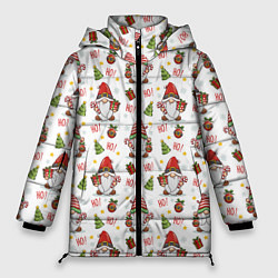 Куртка зимняя женская Рождественские гномы с подарками, цвет: 3D-красный