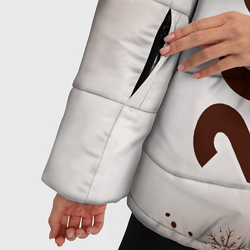 Женская зимняя куртка Кролик НГ хитрый: надпись, символ на светлом / 3D-Черный – фото 5