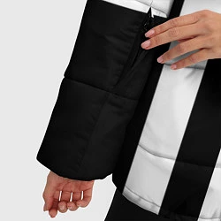 Куртка зимняя женская Черно белый узор в полоску, цвет: 3D-светло-серый — фото 2