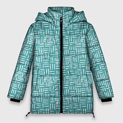 Куртка зимняя женская Полосы горизонтальные и вертикальные гранж, цвет: 3D-красный