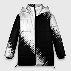Куртка зимняя женская Белая и чёрная полоса, цвет: 3D-светло-серый