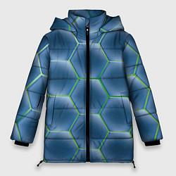 Куртка зимняя женская Синии шестигранники, цвет: 3D-красный