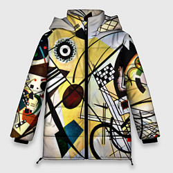 Куртка зимняя женская Поперечная линия - Василий Кандинский, цвет: 3D-светло-серый
