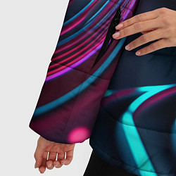 Куртка зимняя женская Закругление неоновых линий, цвет: 3D-черный — фото 2
