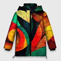 Куртка зимняя женская Текстурированная цветная абстракция, цвет: 3D-красный