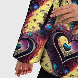 Куртка зимняя женская Паттерн яркие сердца, цвет: 3D-светло-серый — фото 2