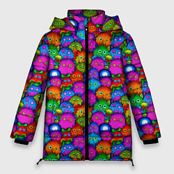 Куртка зимняя женская Паттерн Маленькие Монстры, цвет: 3D-черный