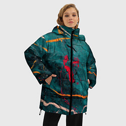 Куртка зимняя женская Сине-зелёный туман и множество красок, цвет: 3D-красный — фото 2